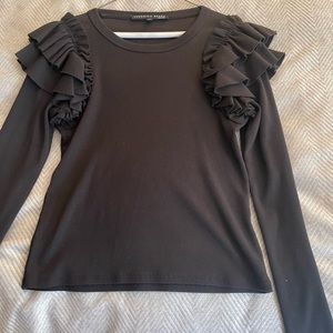Veronica Beard ribbed ruffled top